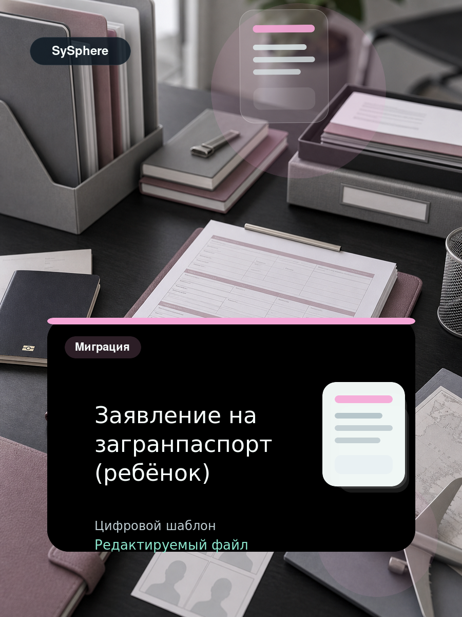 Изображение товара Заявление на загранпаспорт (ребёнок)